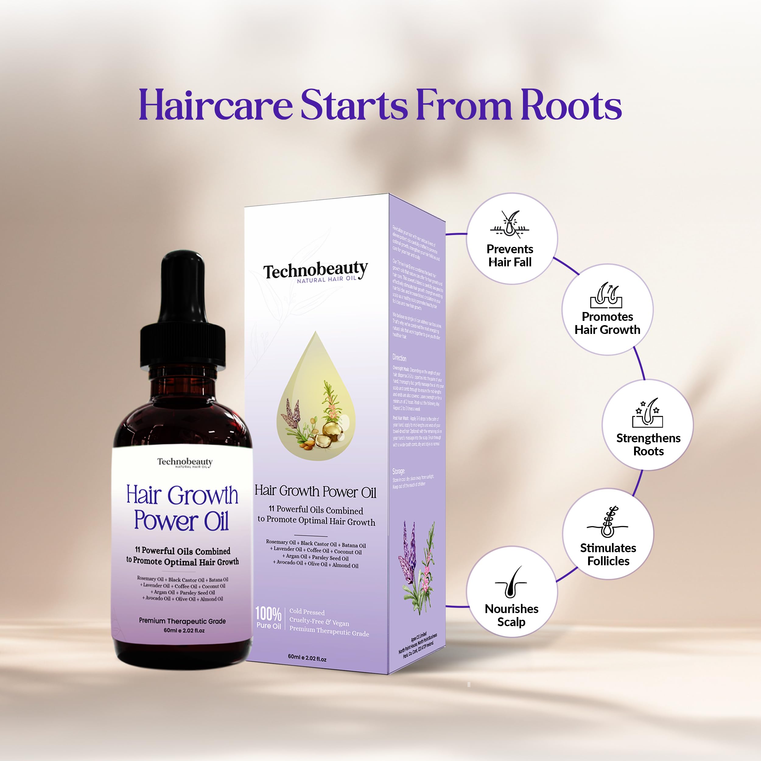 Technobeauty huile café stimulant potentiel de croissance et réduction de casse