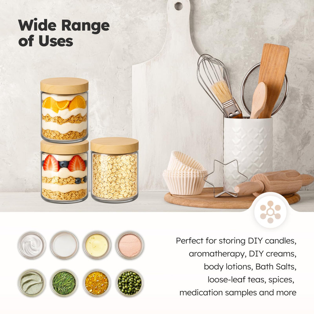 Tecohouse bocal verre 8oz, rangement polyvalent pour épices, cosmétiques et projets faits soi-même.