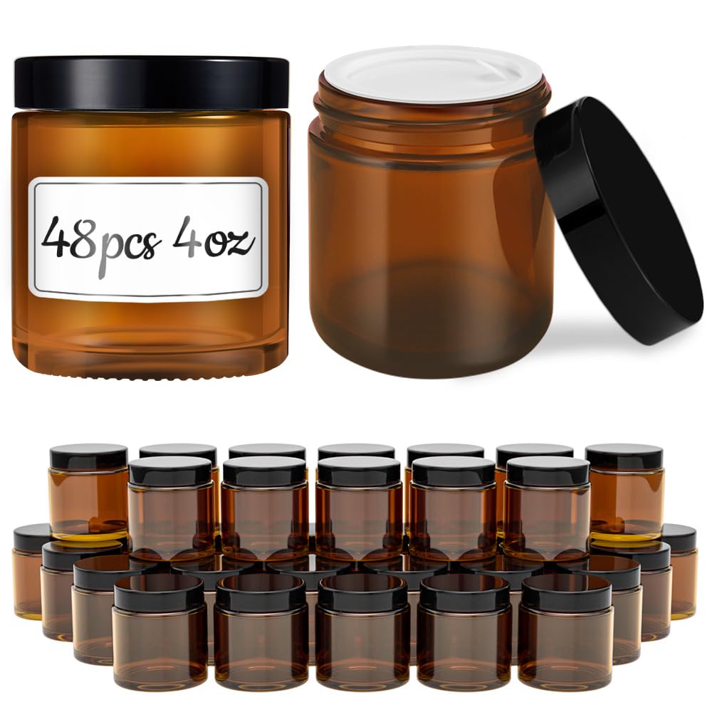 Bocal Tecohouse en verre ambré 4 oz avec couvercle protège les crèmes des UV
