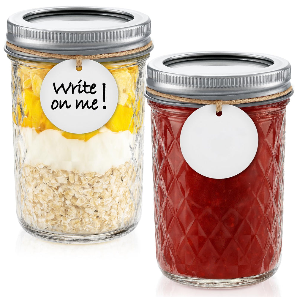 Tecohouse bocaux mason 8oz deux-pack avec ouverture régulière, parfaits pour repas à emporter.