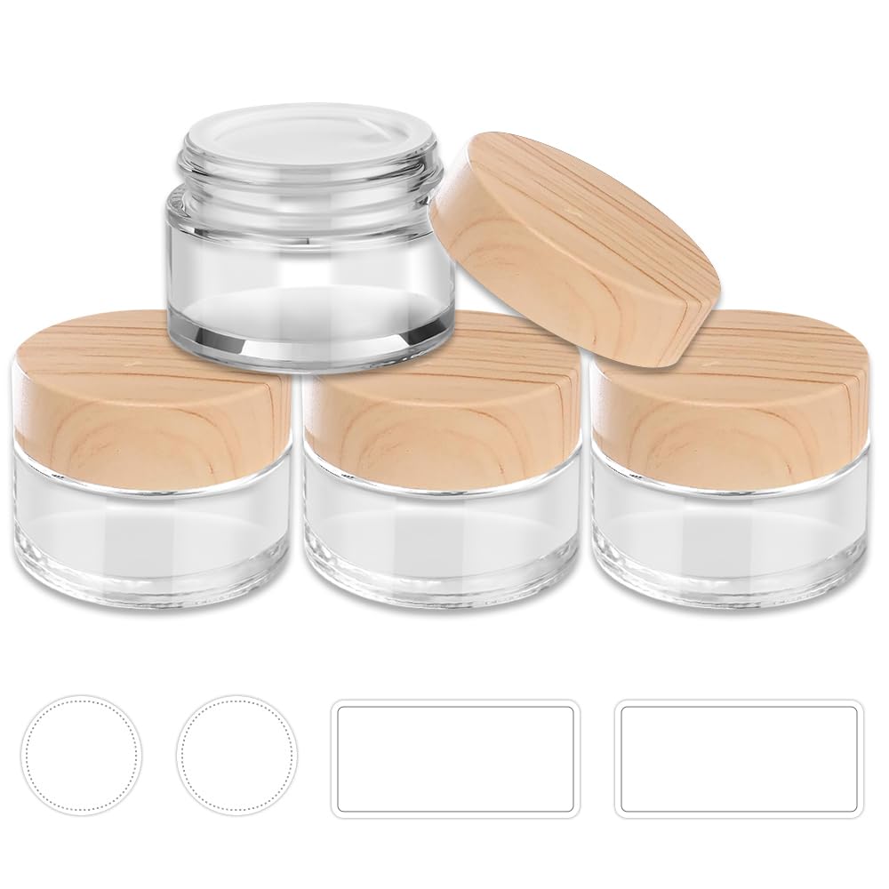 Tecohouse bocaux en verre 1 oz avec couvercle bois, présentation élégante