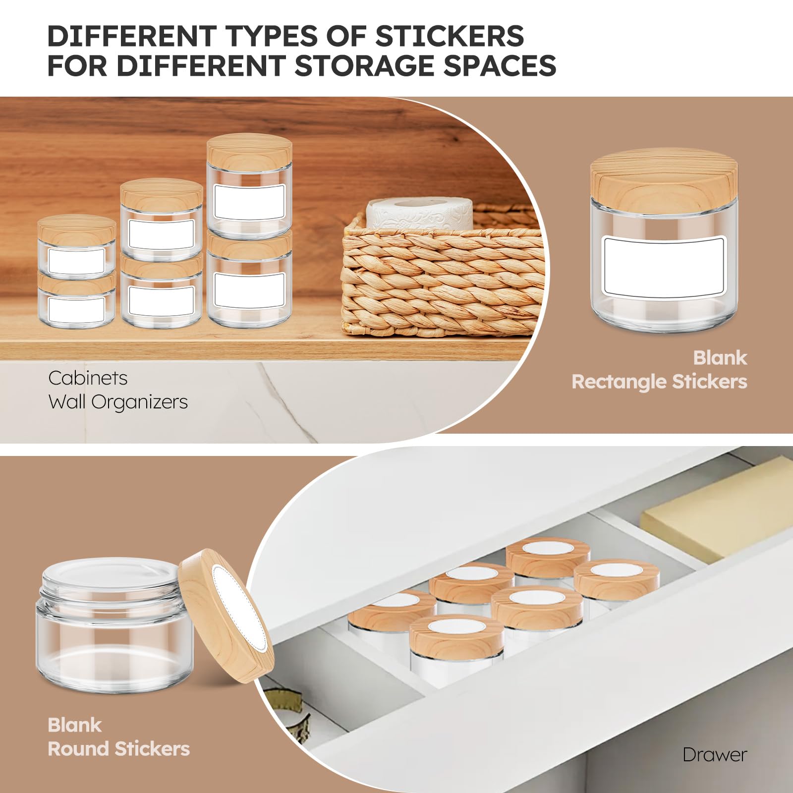 Tecohouse bocaux verre usage crèmes et lotions, hygiénique et réutilisable