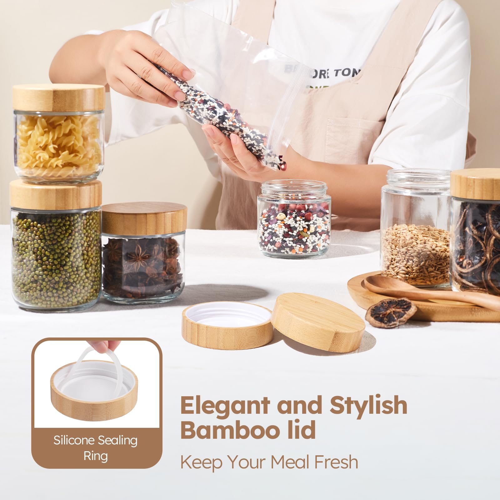 Tecohouse bocaux polyvalents pour snacks, fruits secs et sauces.