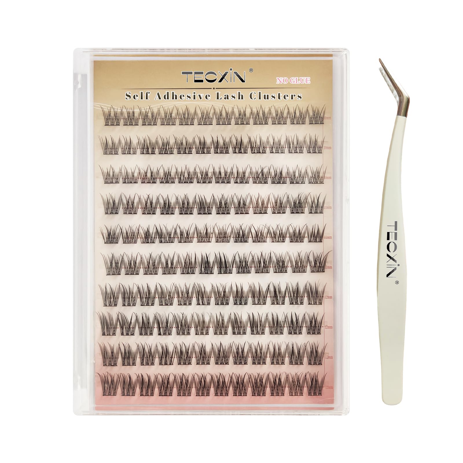 Tecxin Mix : emballage des faux cils clusters auto-adhésifs faciles à utiliser.