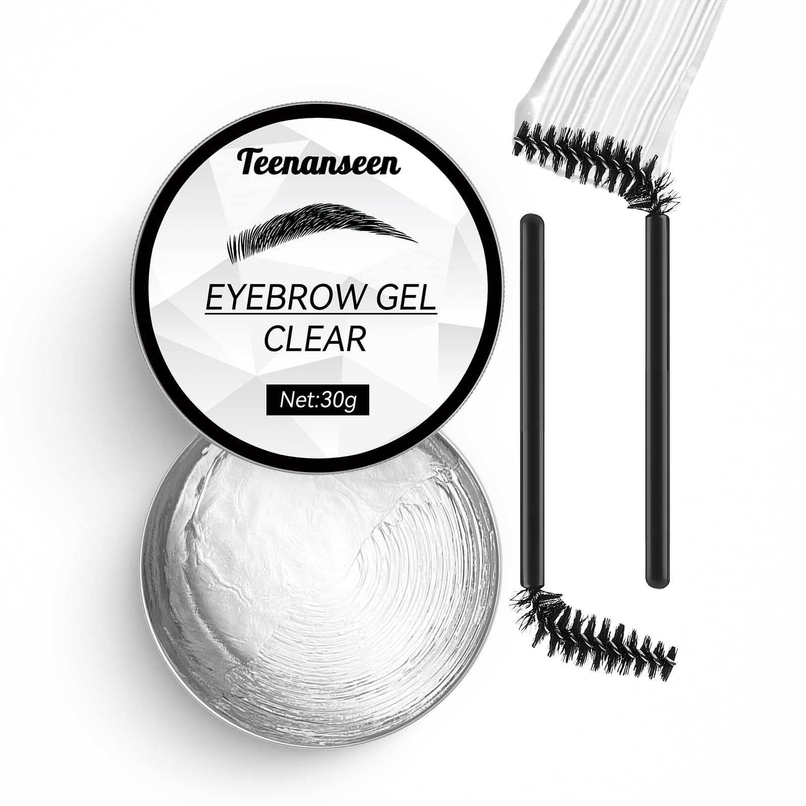 Teenanseen Gel Sourcils Incolore, application précise pour tenue naturelle et durable