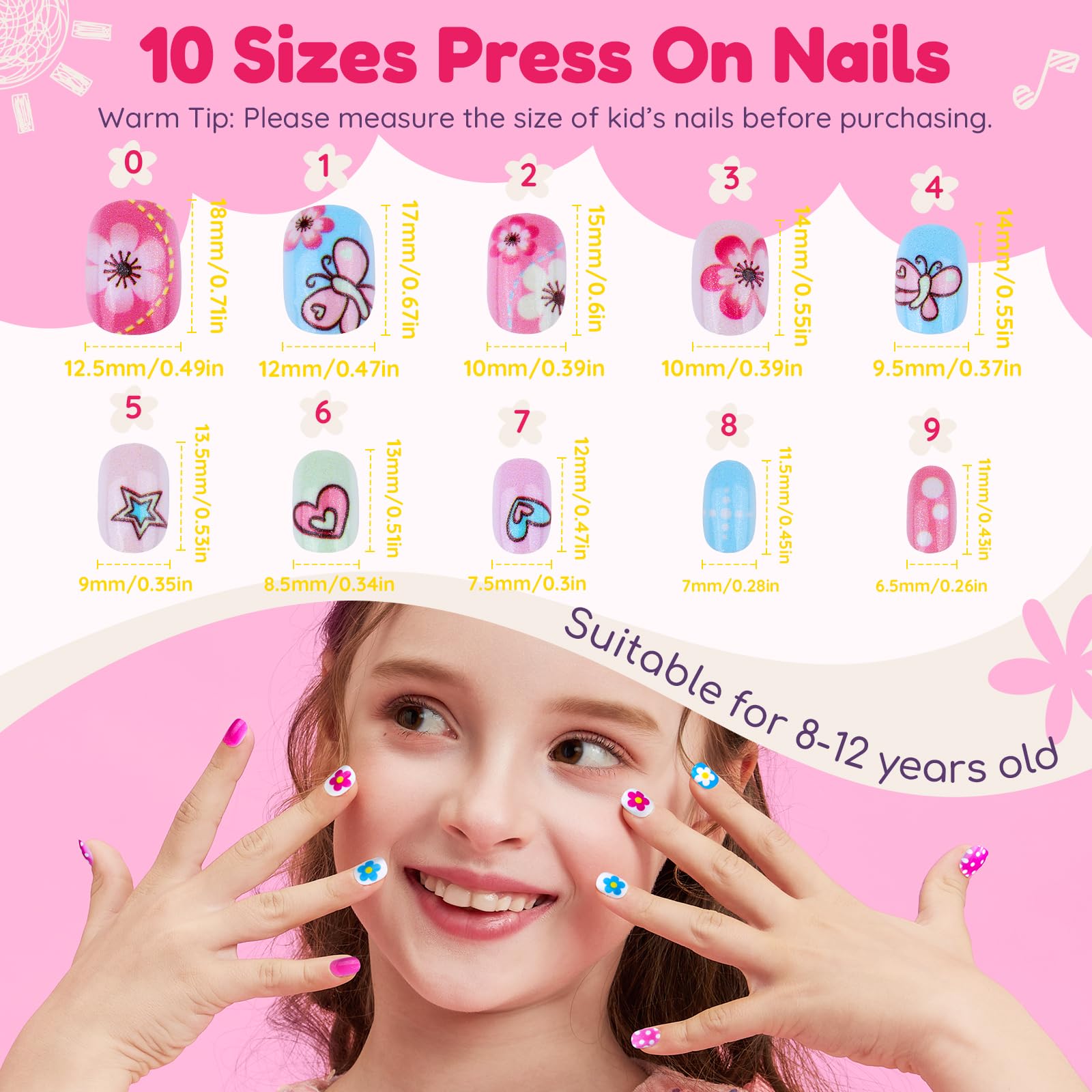 Teenitor 216pcs, ongles press‑on étoiles, effet ludique et durable pour jeunes mains.