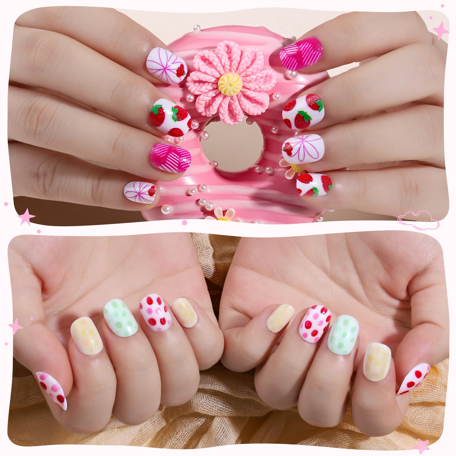 Teenitor 216pcs, ongles press‑on papillons et paillettes, brillance légère et résistants.