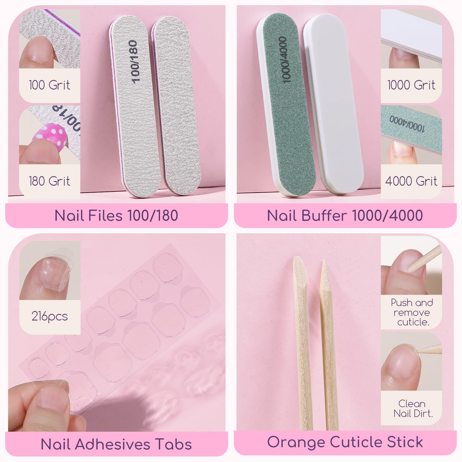 Teenitor 216pcs, kit facile à appliquer avec adhésifs instantanés, sans colle.