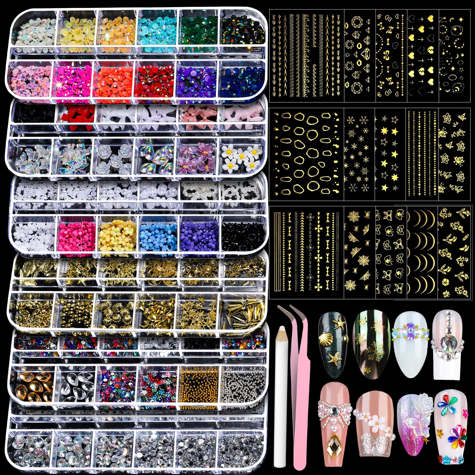 Teenitor accessoire-ongles-or-stickers : motifs dorés faciles et rapides sur ongles
