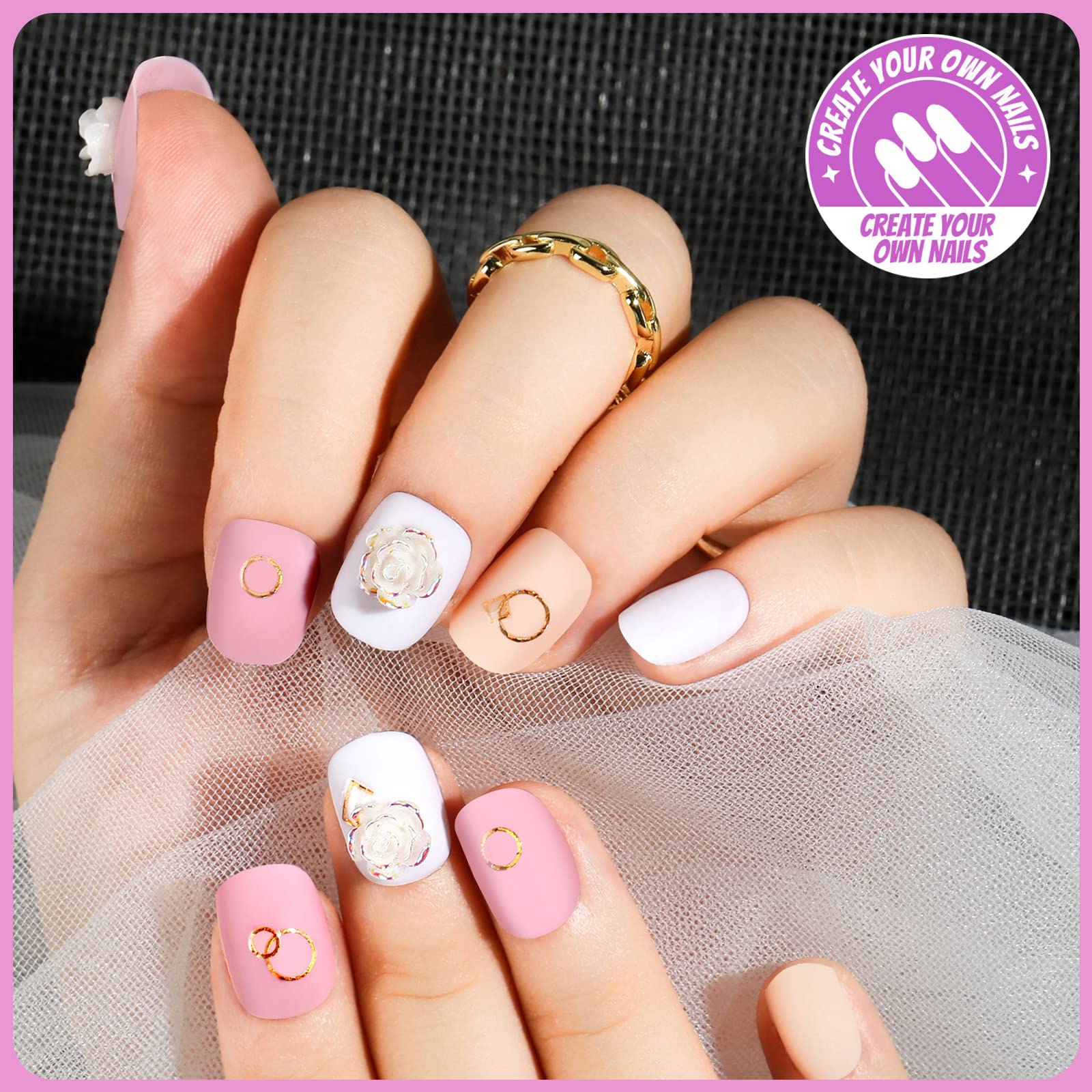 Teenitor autocollants décor ongles fleurs et doré – création facile.