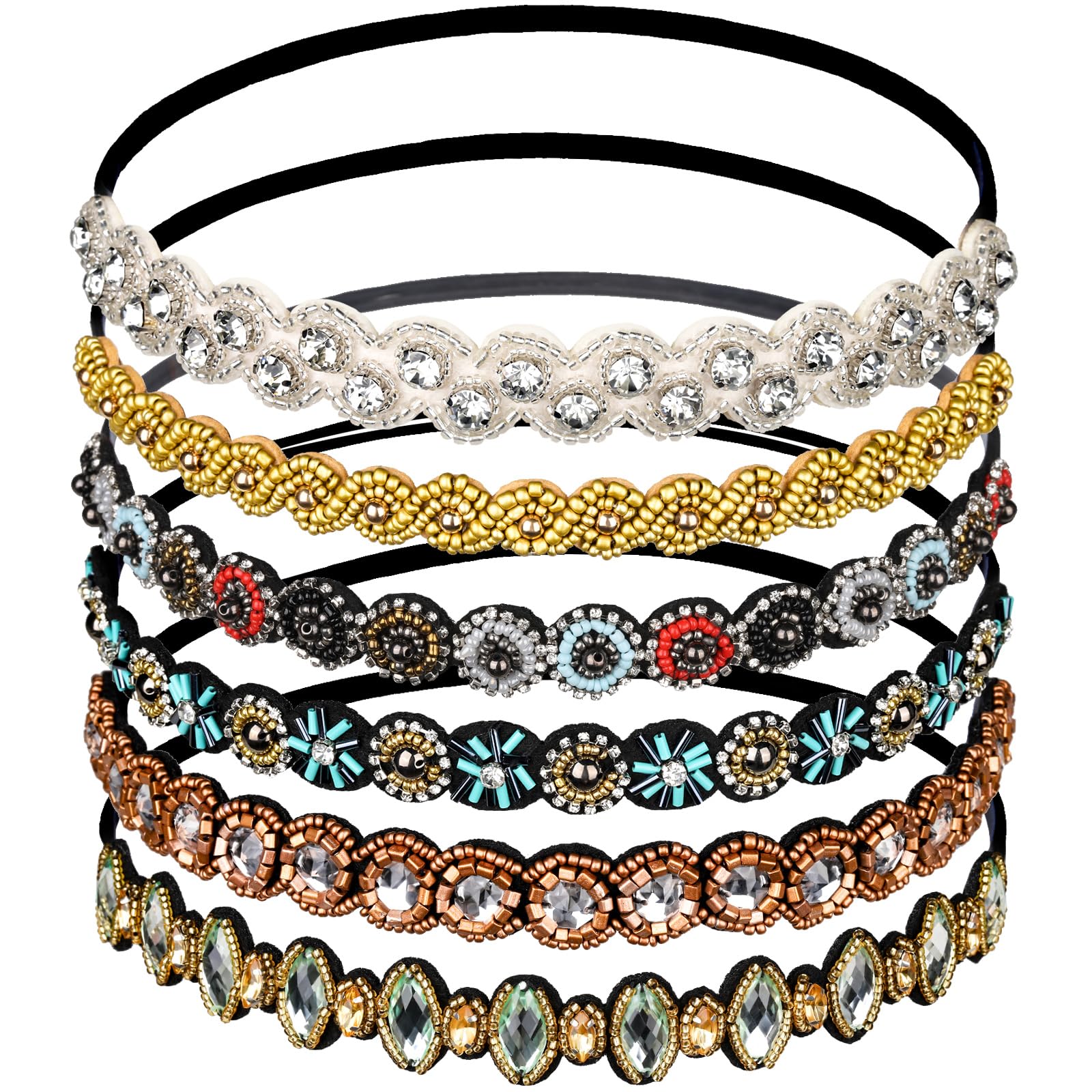 Teenitor bandeau élastique perlée et strass pour un look glamour au quotidien.