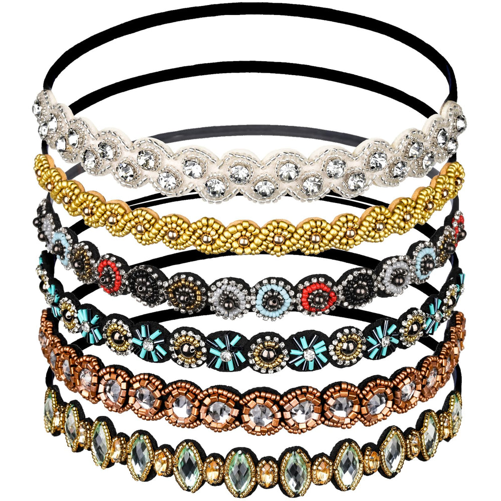 Teenitor bandeau élastique perlée et strass pour un look glamour au quotidien.