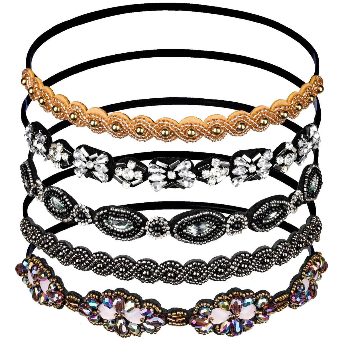 Bandeaux Teenitor ornés de perles et strass pour un look glamour.