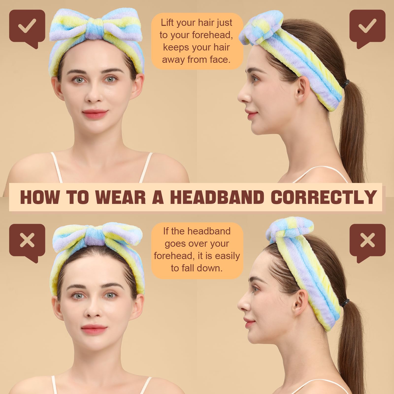 Teenitor Bandeaux Spa extensibles, accessoire cheveux pour toutes les tailles.