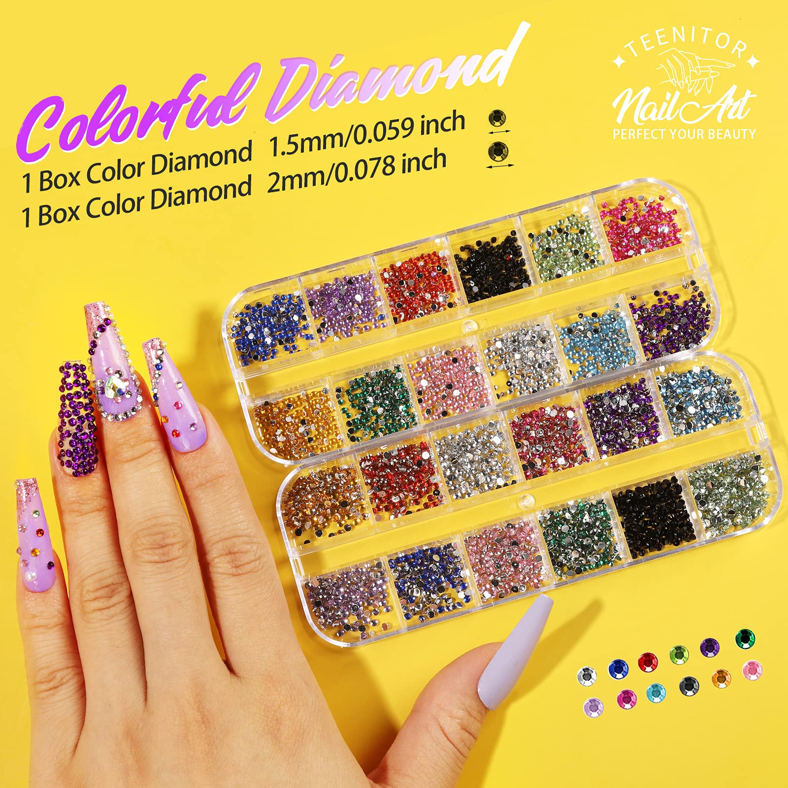 Teenitor bijoux-feuilles plats, accents étincelants pour ongles élégants.