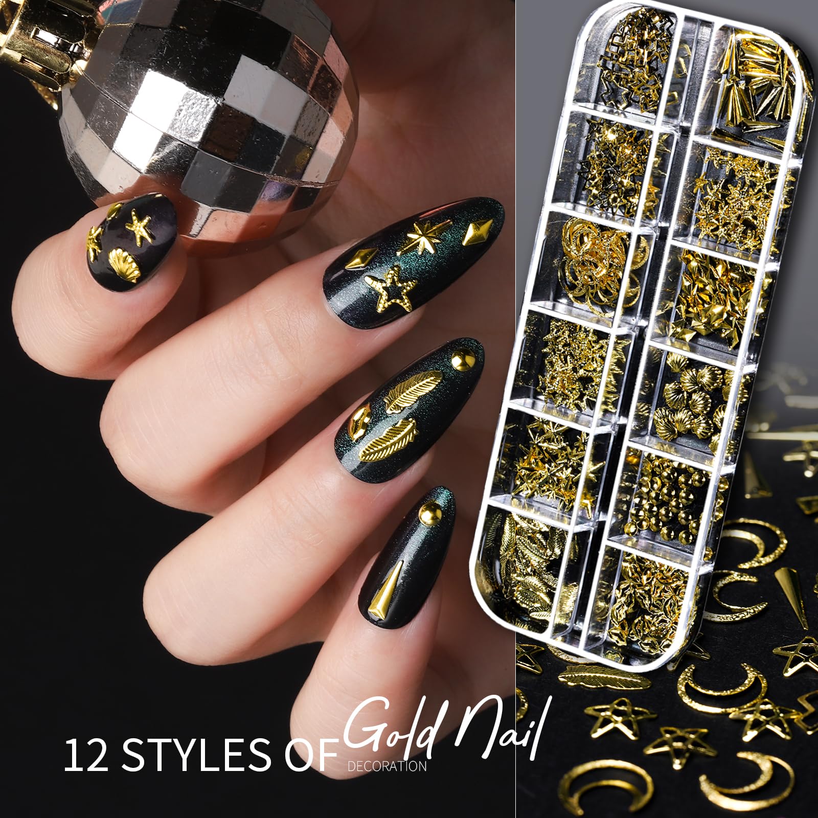 Teenitor bijoux-ongles-dorures-12-styles : designs variés et élégants pour un look chic