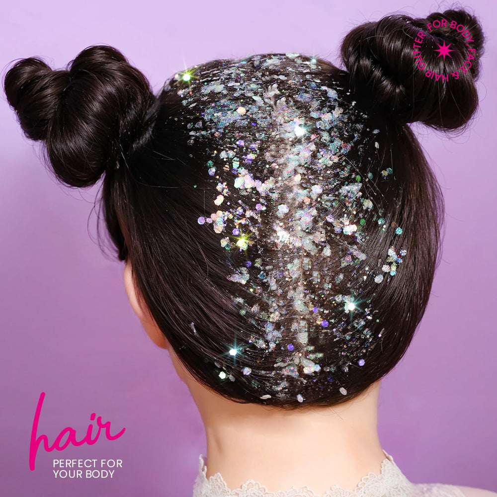 Teenitor bouteille paillettes 80 g, format généreux pour plusieurs looks.