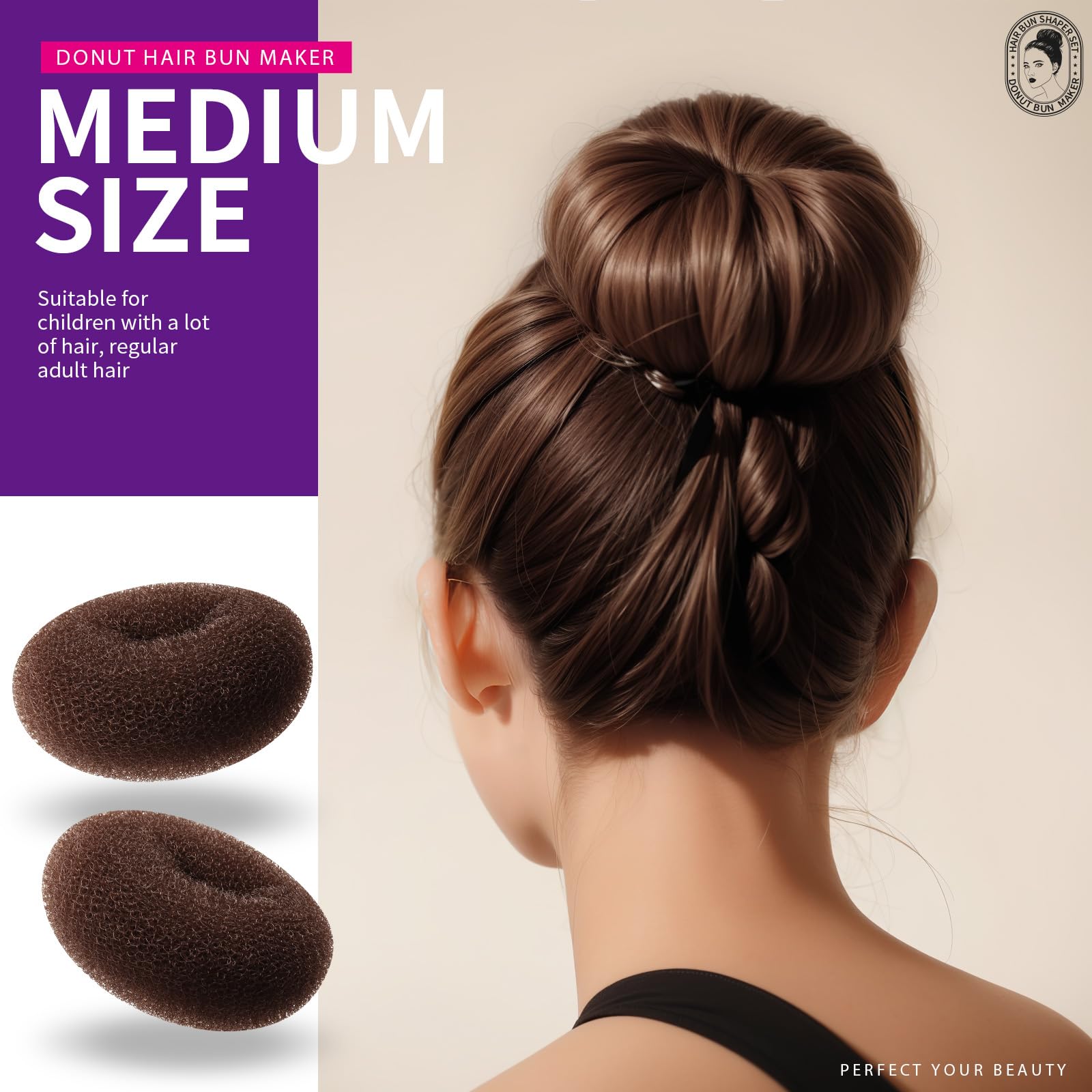 Teenitor chignon donut small pour enfants et cheveux fins.