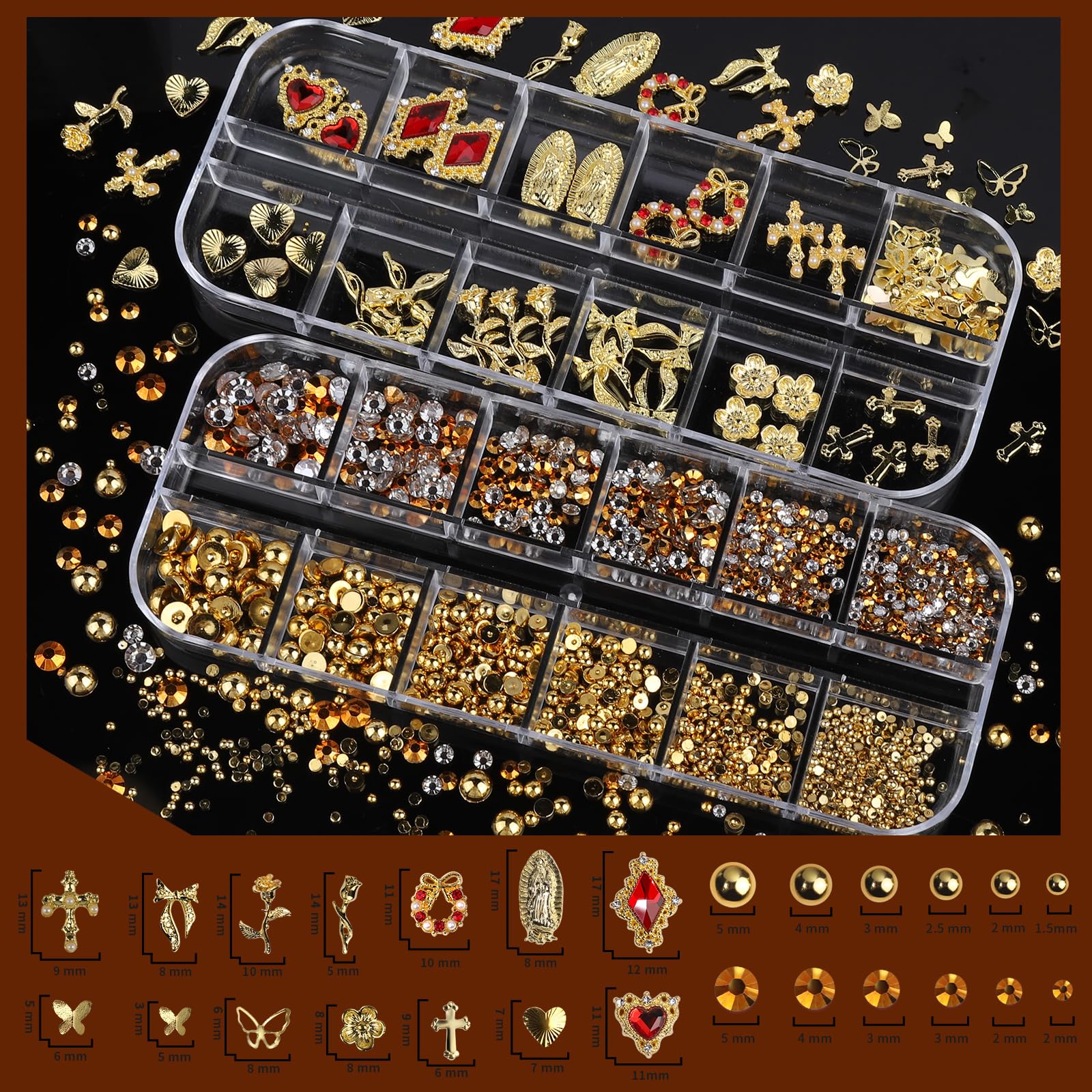Teenitor coeurs bijoux or 3D ongles: accents élégants et luxueux.