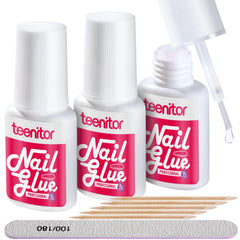 Teenitor Colle Ongles Adhésifs Pinceau, application précise et maîtrisée.
