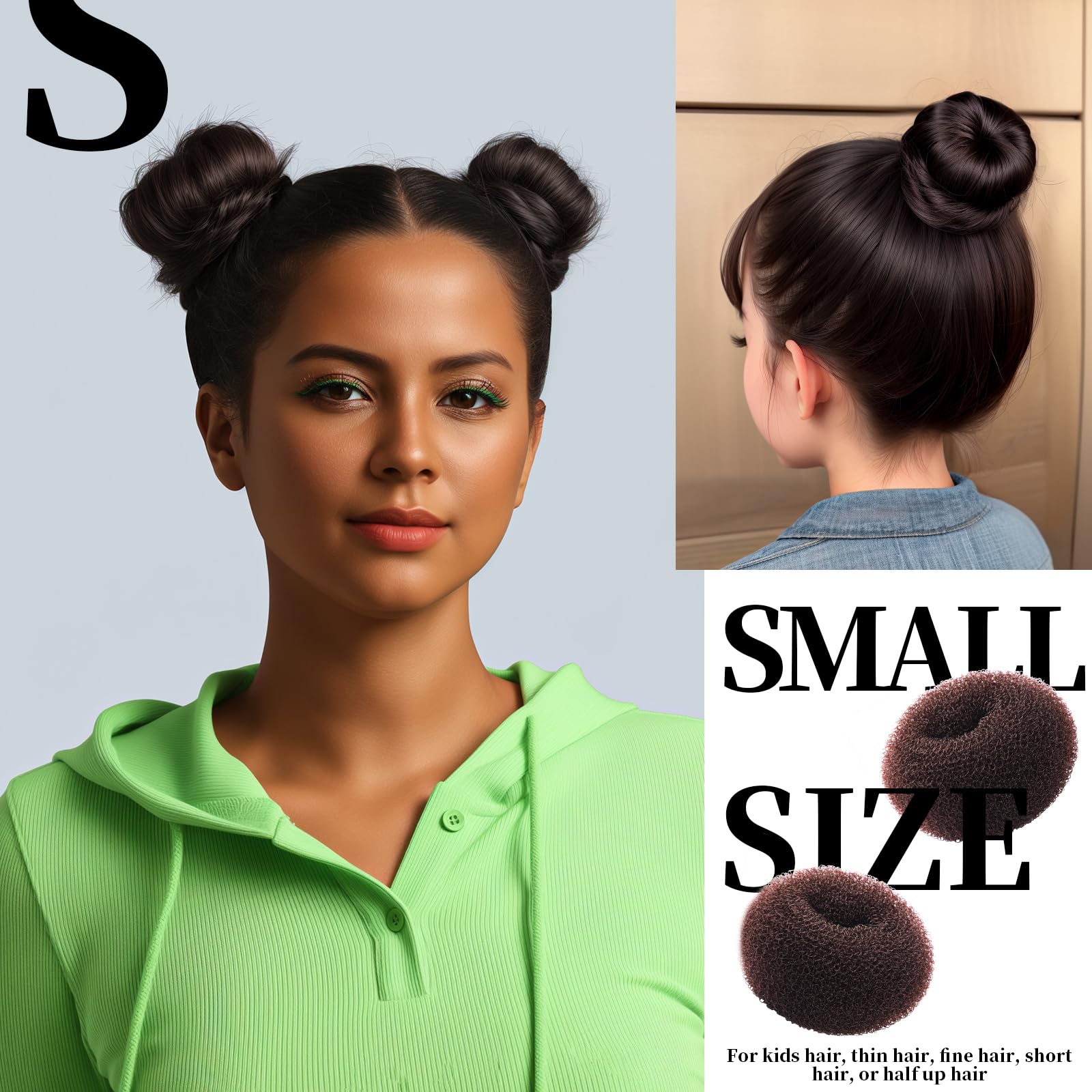 Teenitor anneau chignon petit, parfait pour enfants et cheveux fins