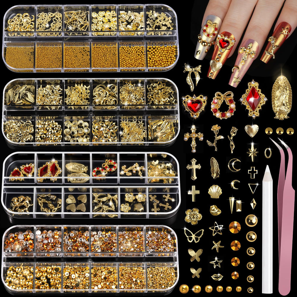 Teenitor ensemble ornements or ongles: kit complet pour des designs glamour durables.