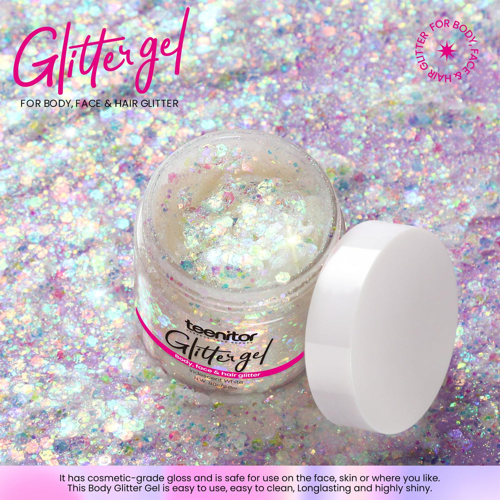 Teenitor gel paillettes cheveux blanc, apportant brillance légère et durable.