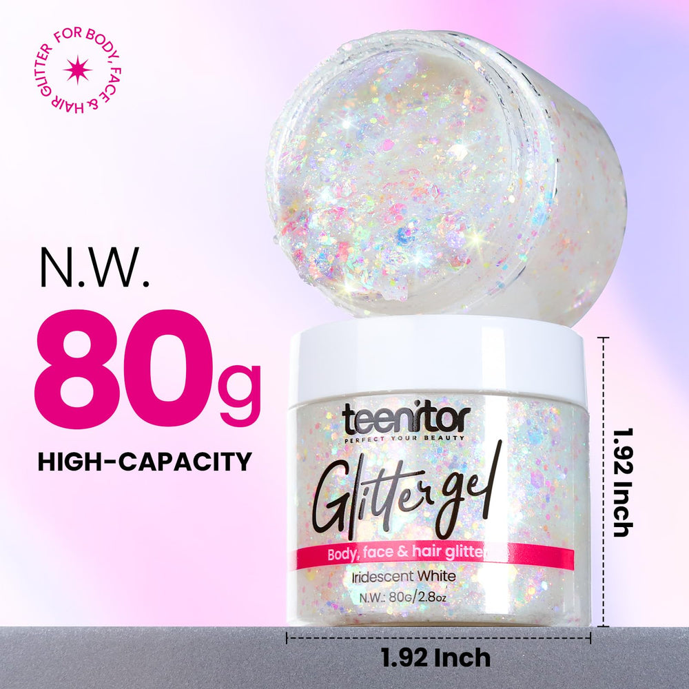 Teenitor gel paillettes visage blanc, reste en place pendant danse et activité.
