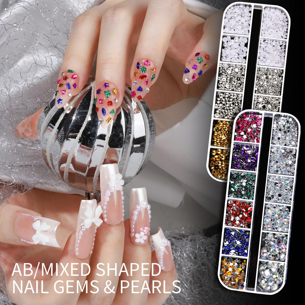 Teenitor gemmes AB et formes mélangées : éclats colorés pour personnaliser les ongles.