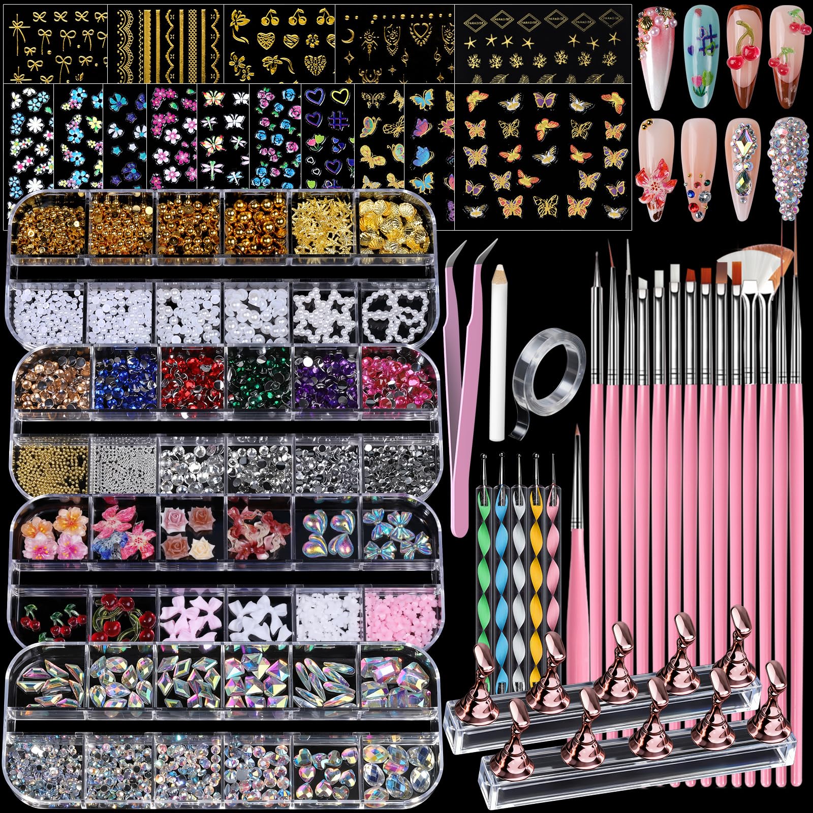 Teenitor kit ongles avec strass AB et formes multiples pour des designs variés.
