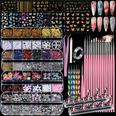 Teenitor kit ongles avec strass AB et formes multiples pour des designs variés.