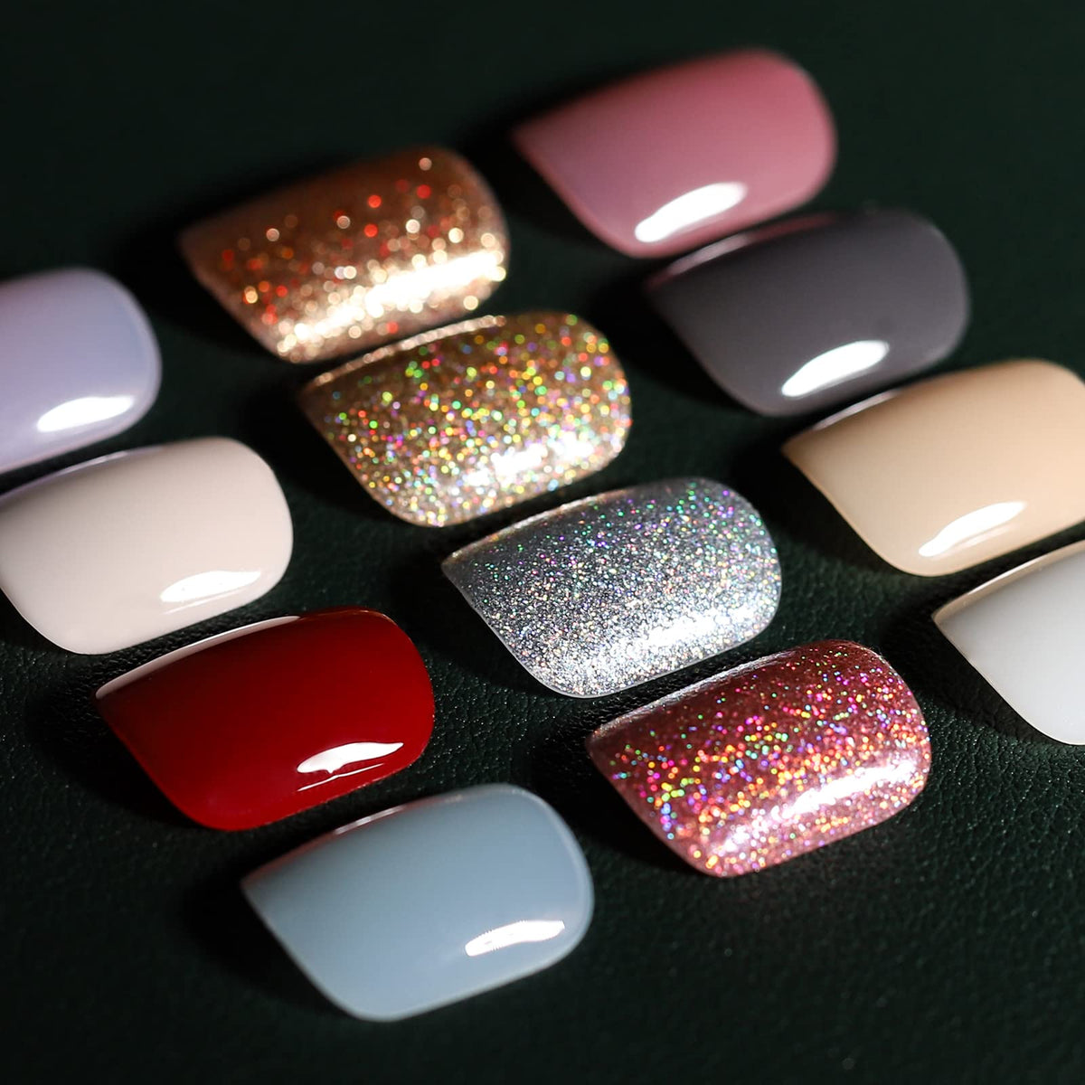 Ongles Teenitor courts carrés brillants pour une manucure rapide et élégante.