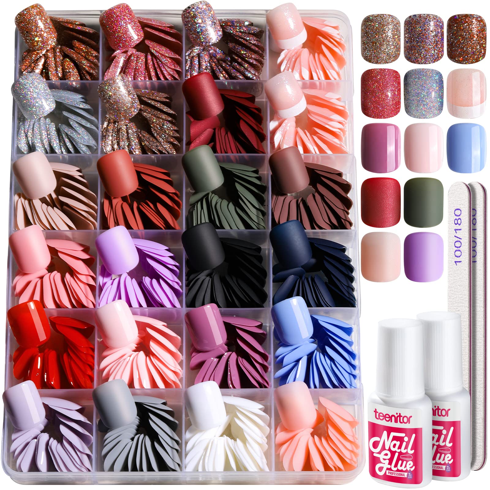 Ongles Teenitor carrés courts mats pour un look naturel et durable.