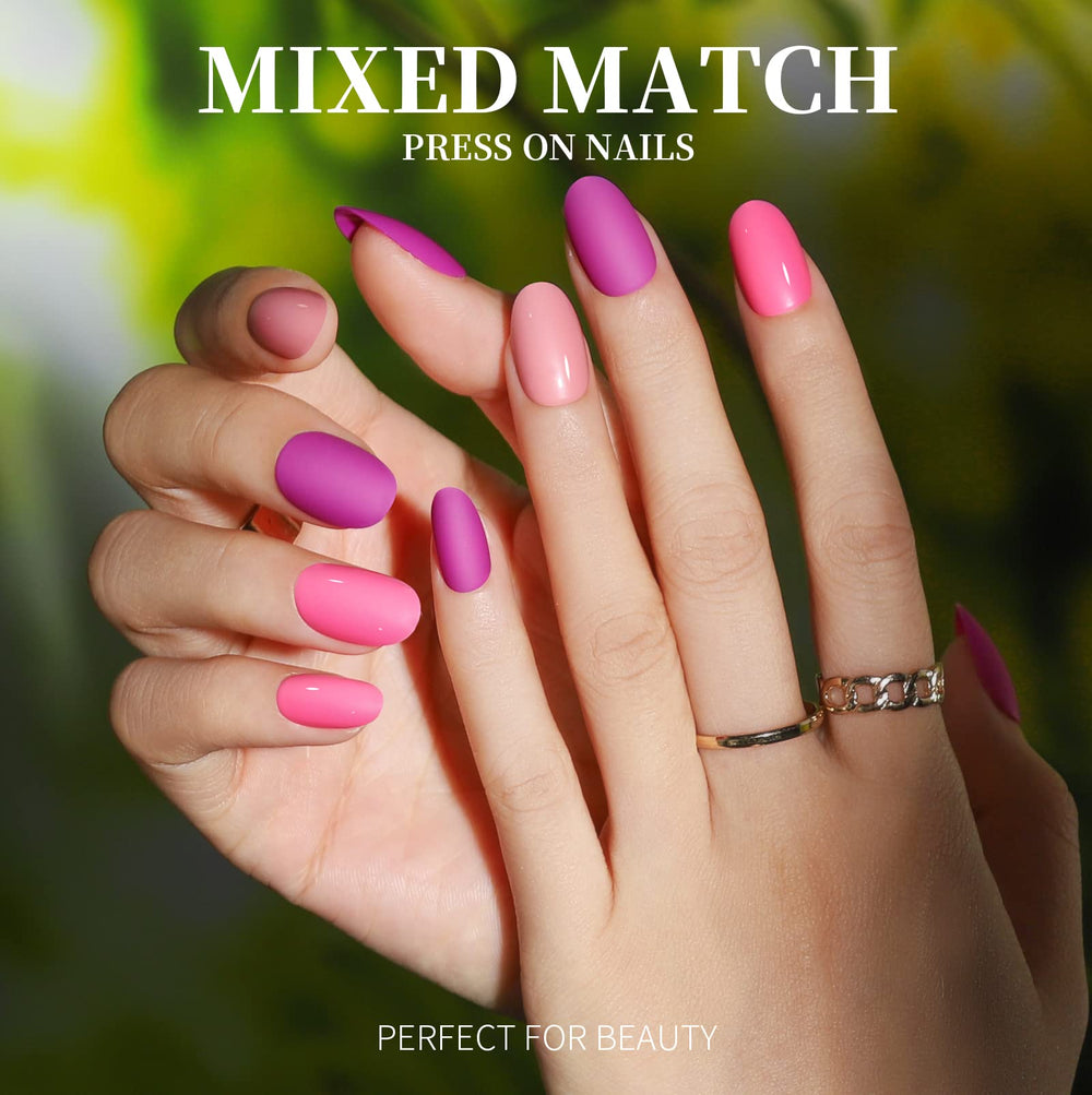 Teenitor ongles ovales courts mats, 12 couleurs pour un style discret et élégant.
