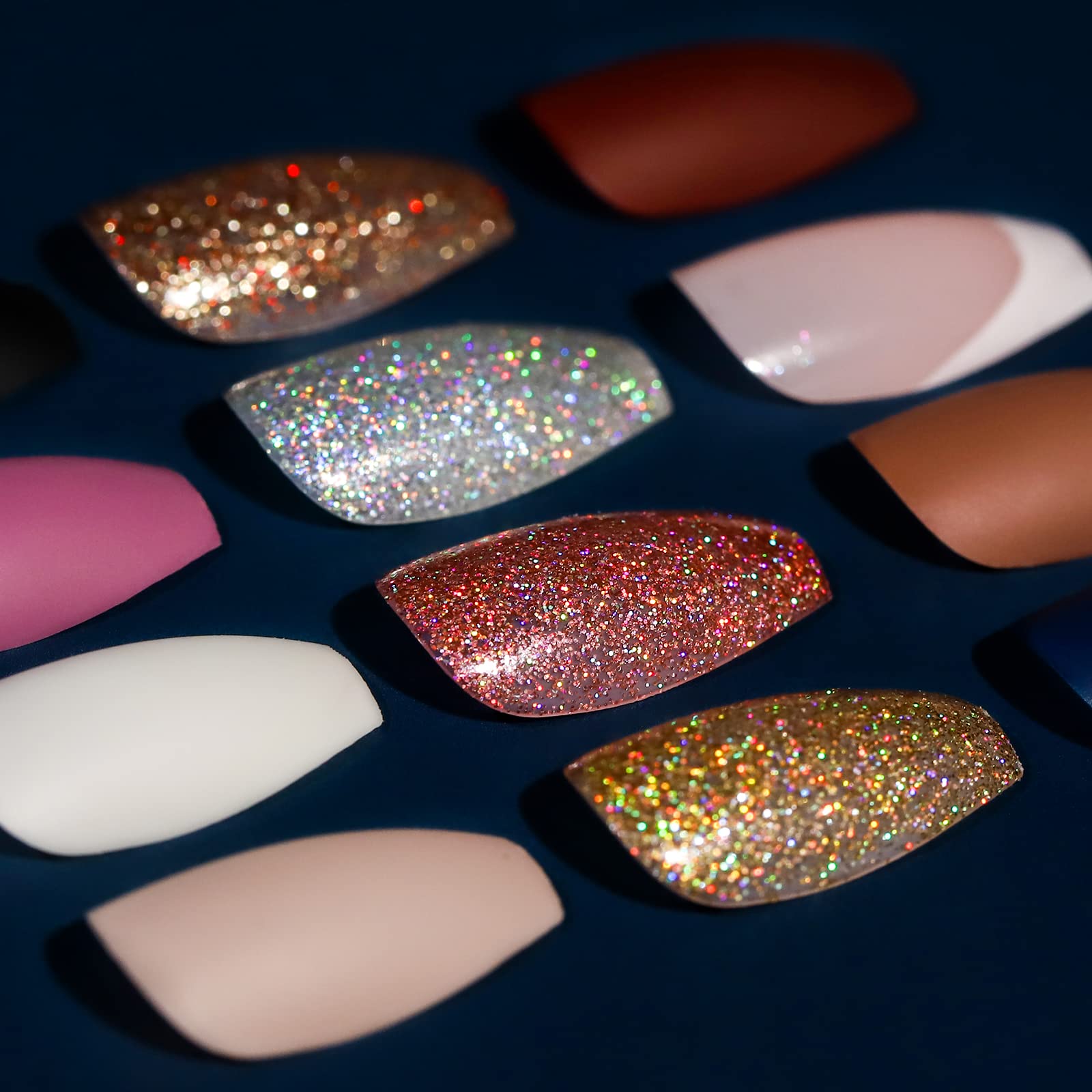 Ongles press-on Teenitor – boîte complète prête à poser, kit colle pour application rapide.
