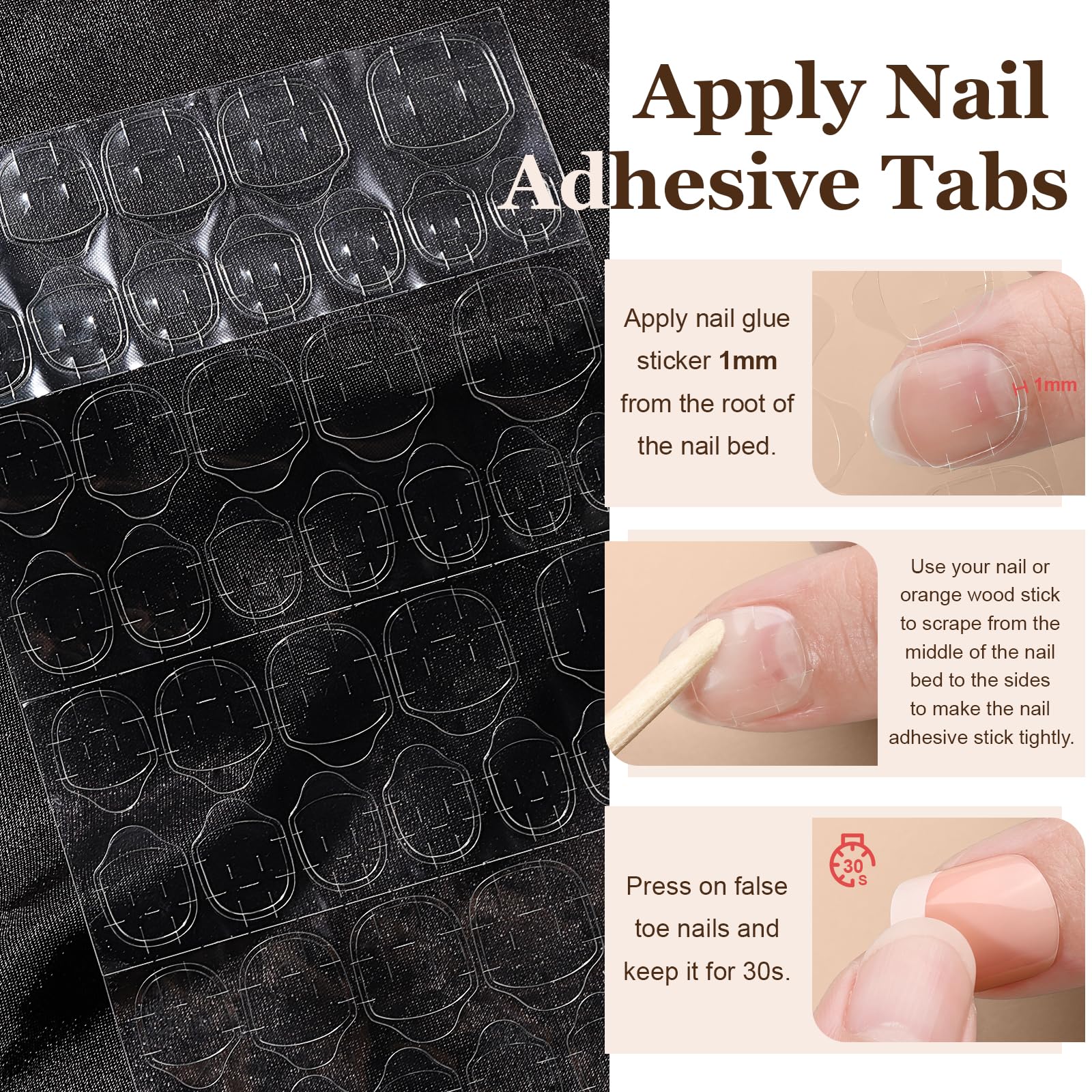 Ongles Teenitor autocollants à pointe française sur forme cercueil moyenne, look nette et durable.