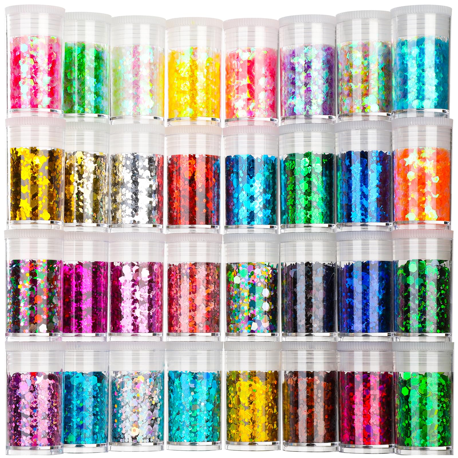 Teenitor paillettes hexagonales et étoiles pour une brillance holographique multicolore.