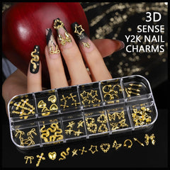 Perles dorées pour ongles Teenitor, 8 tailles pour détails précis.