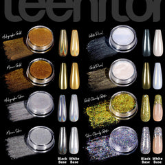 Teenitor poudre chrome ongles miroir vert : métal brillant et tenue durable.