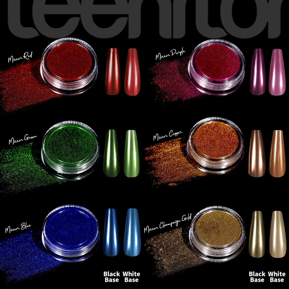 Teenitor poudre chrome ongles miroir violet : reflets dynamiques et application facile.