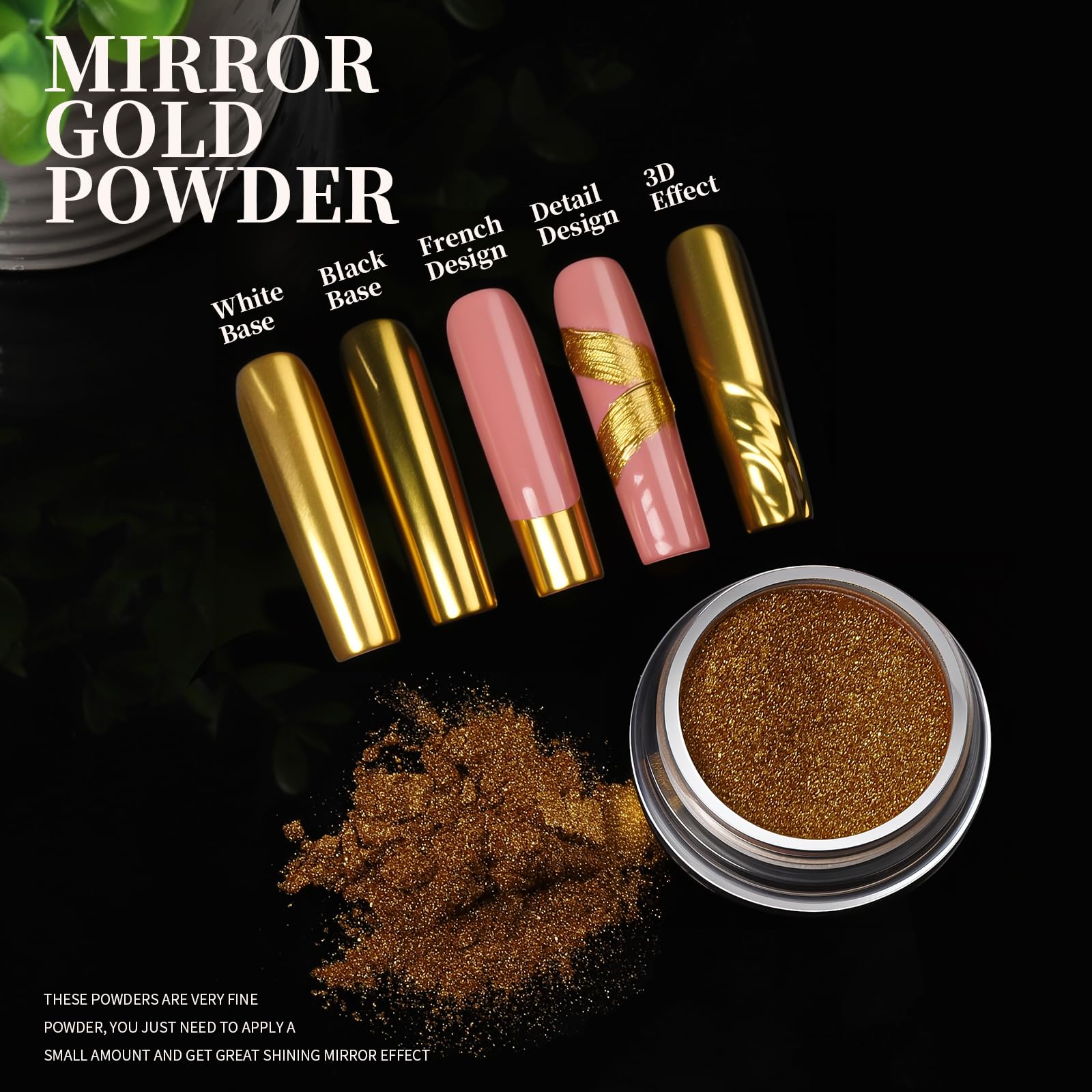 Poudre chrome dorée Teenitor pour effet métallique.