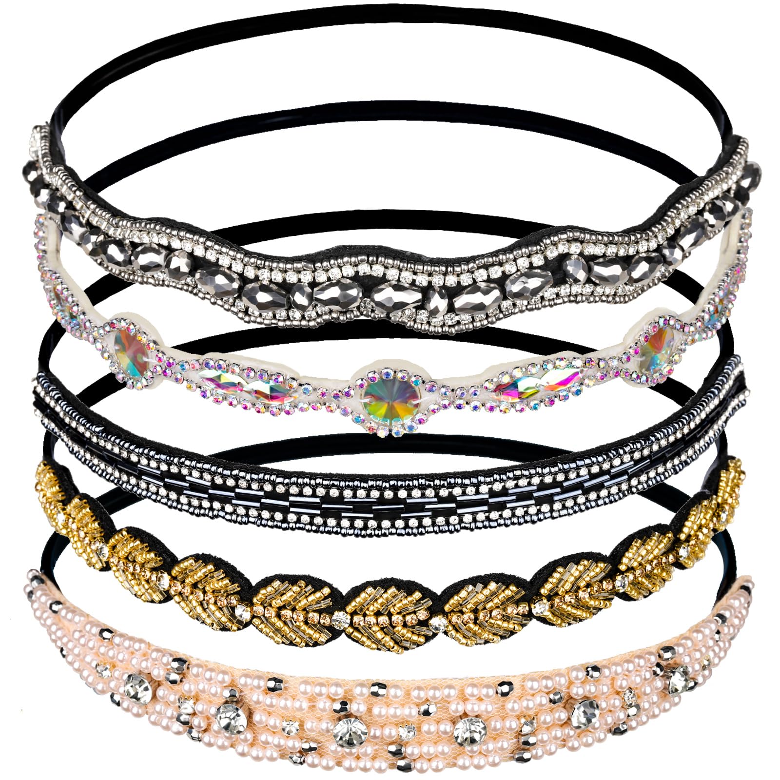 Teenitor serre-tête strass et perles, accessoire élégant pour cheveux et tenue glamour.