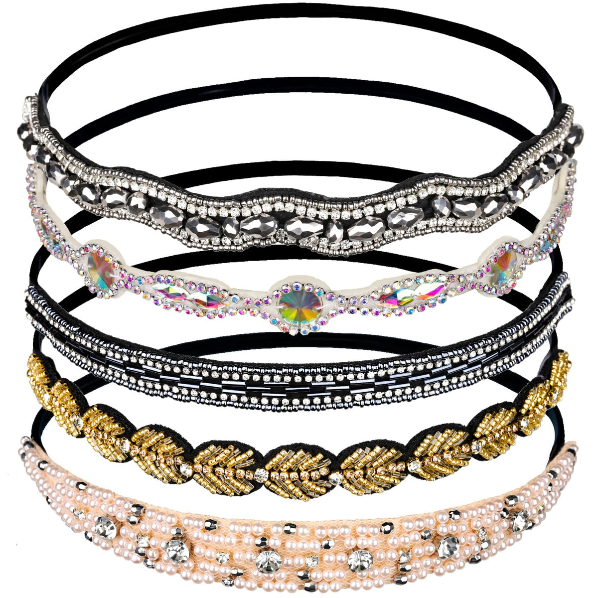 Teenitor serre-tête strass et perles, accessoire élégant pour cheveux et tenue glamour.