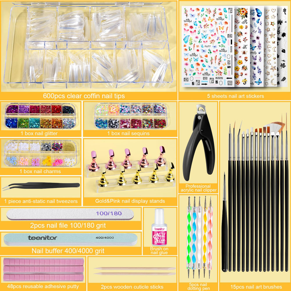 Plan rapproché des présentoirs à ongles Teenitor avec socles amovibles pour organiser vos créations.