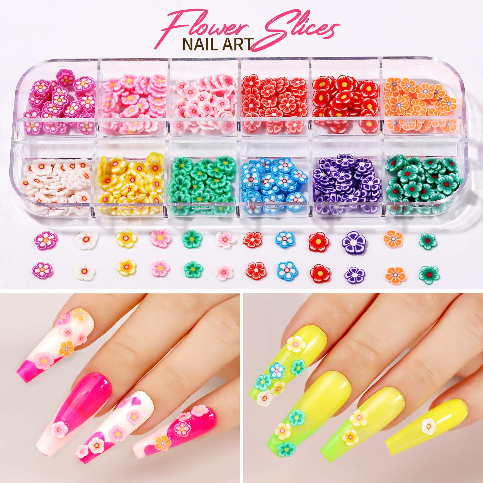 Tranches fleurs Teenitor, motifs 3D faciles à appliquer sur ongles.