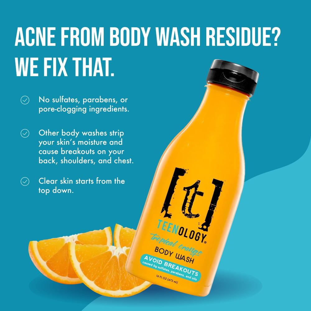 Extrait d'orange tropical Teenology, ingrédients naturels pour hydratation et douceur.