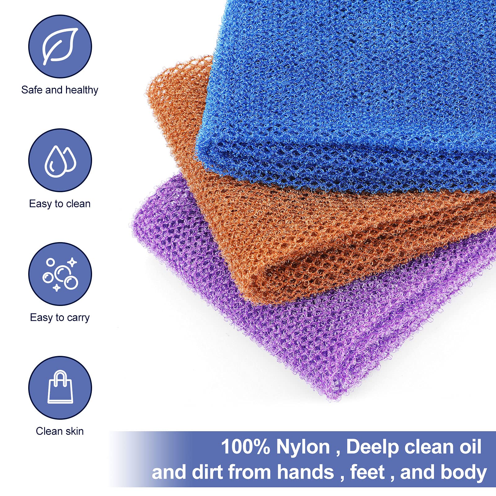 Texture nylon exfoliant doux Tegeme pour peau nette et fraîche