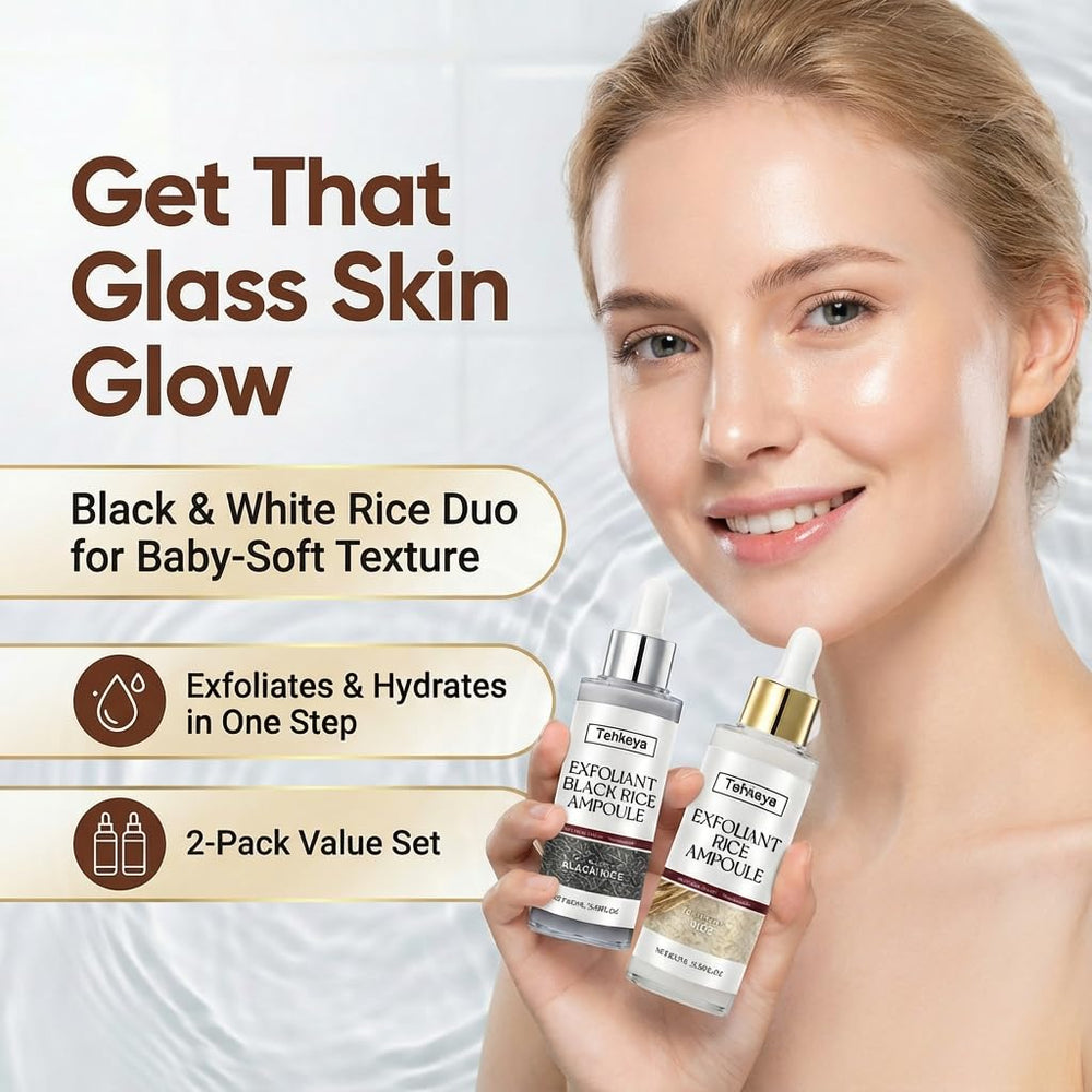 Ampoule Tehkeya peeling riz noir et blanc exfoliation douce.