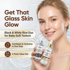 Ampoule Tehkeya peeling riz noir et blanc exfoliation douce.