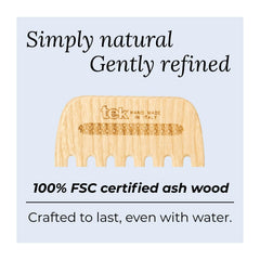 TEK peigne bois frêne naturel en douche, démêlage des nœuds.
